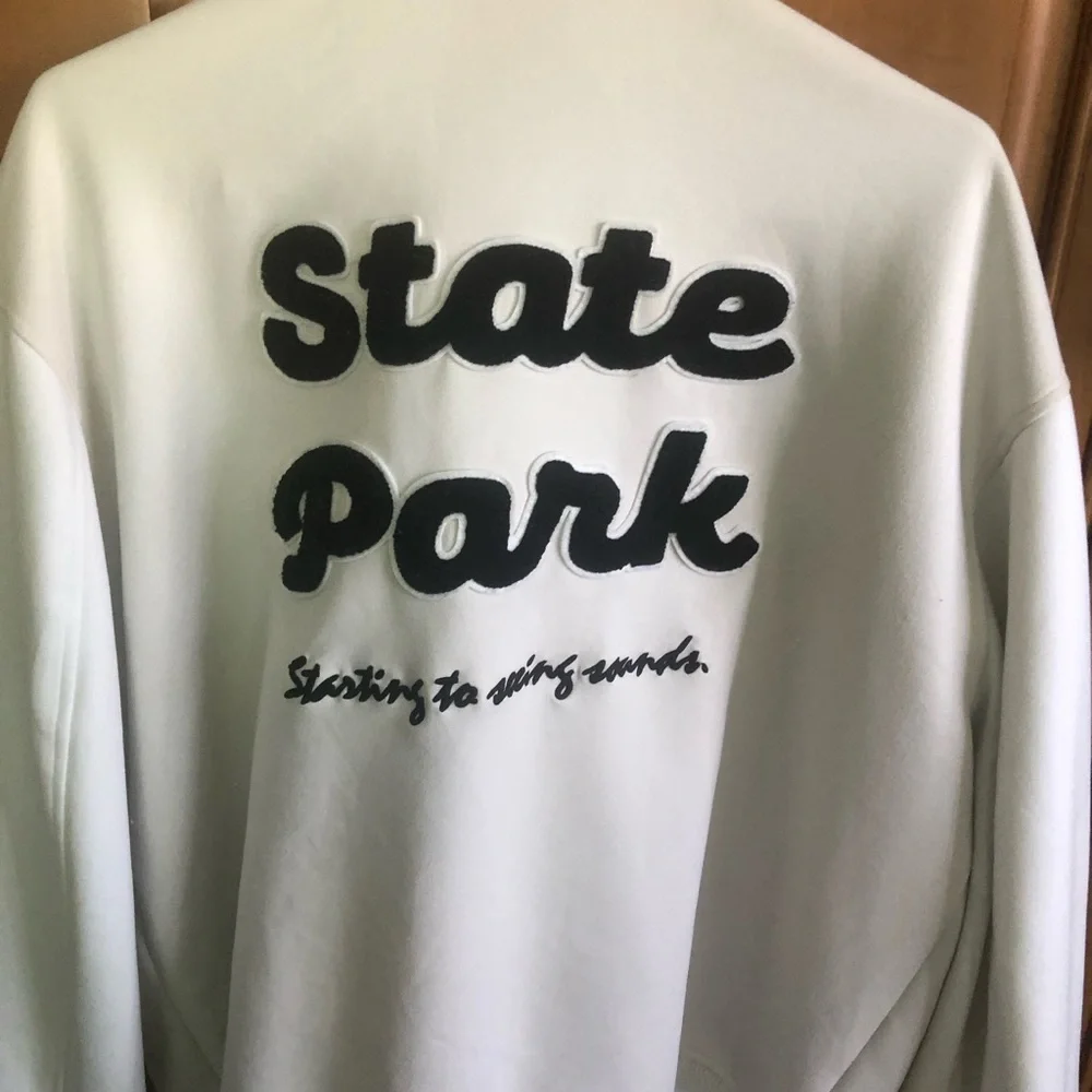 Zara White Bomber Jacket with Black Trim